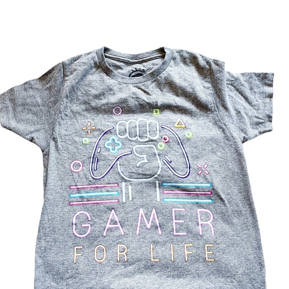 Ocean Current Gamer For Life Gamer Gray Short Sleeve Graphic Tee Youth Small - Picture 4 of 7